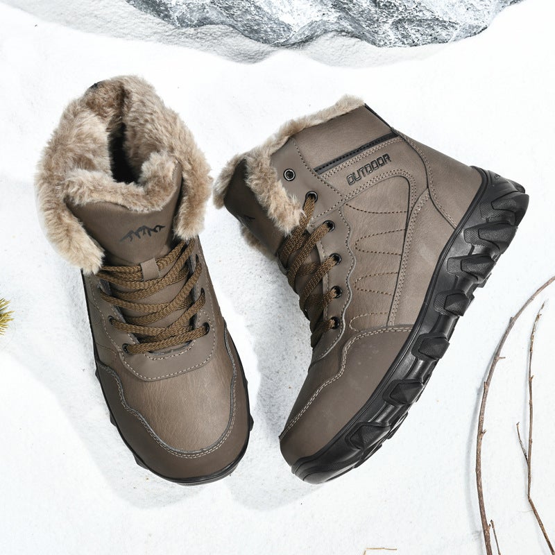 2024 Men'S Plus Size Fleece-Lined Outdoor Hiking Men'S Shoes Waterproof Non-Slip Warm Snow Boots Martin Cotton Shoes Men - Image 4
